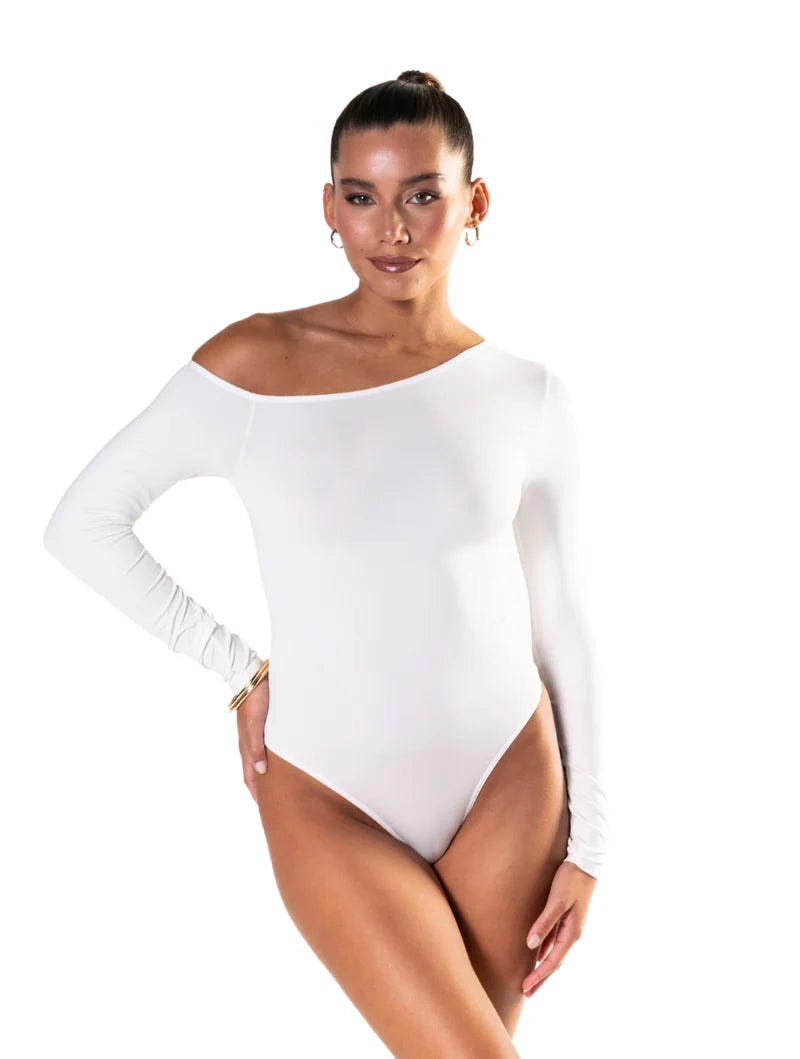 One Shoulder Long Sleeve Thong Bodysuit