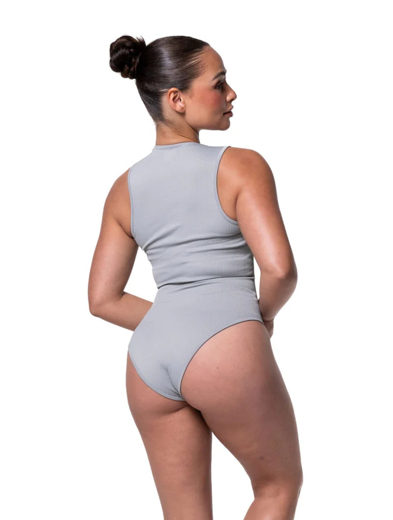 Ribbed Square Neck Shapewear Bodysuit