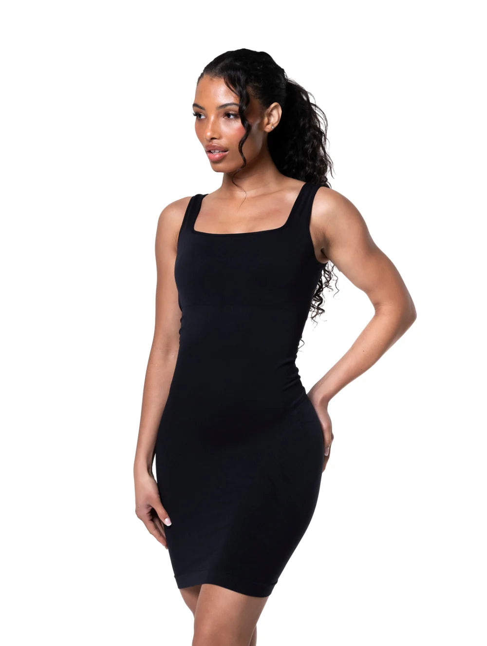 Square-Neck Seamless Mini Dress