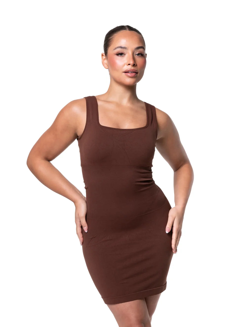 Square-Neck Seamless Mini Dress