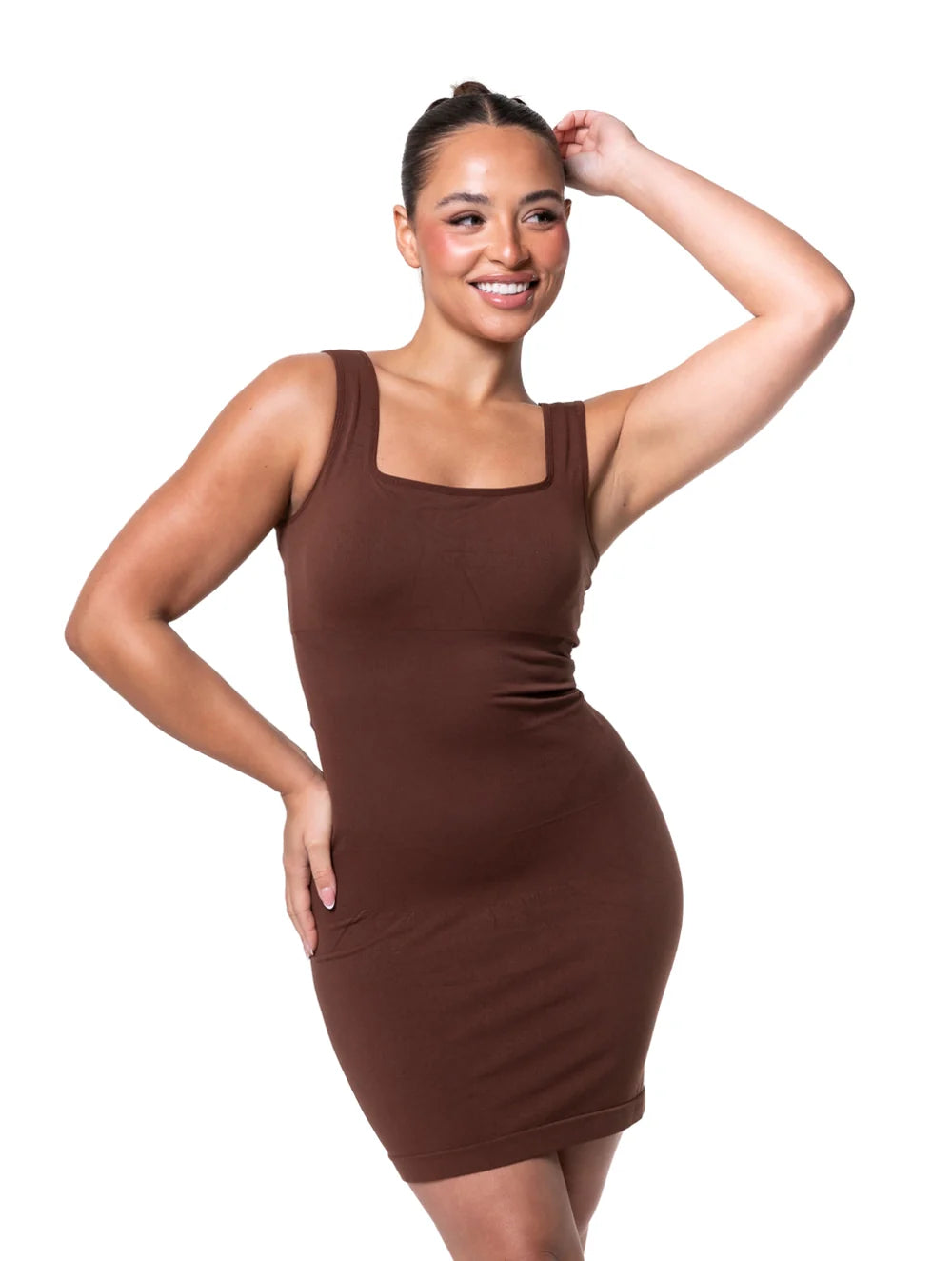 Square-Neck Seamless Mini Dress