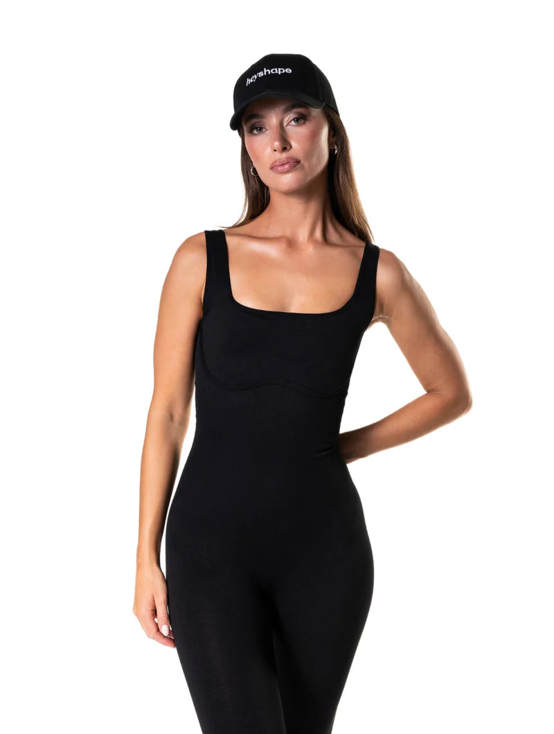 Square Neck U-Back Flared Jumpsuit