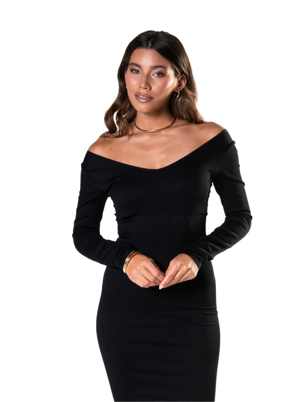 V-Neck Long Sleeve Dress