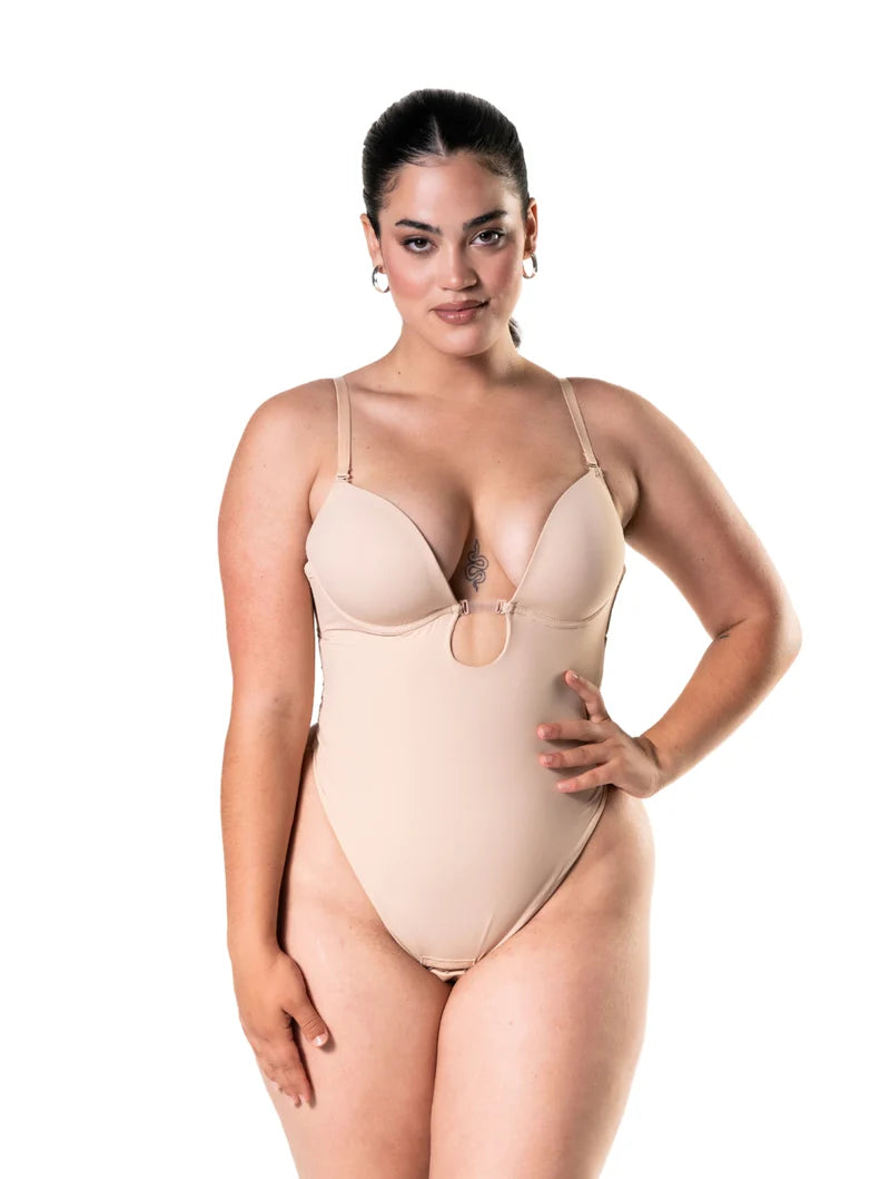 Plunge Shapewear Thong Bodysuit